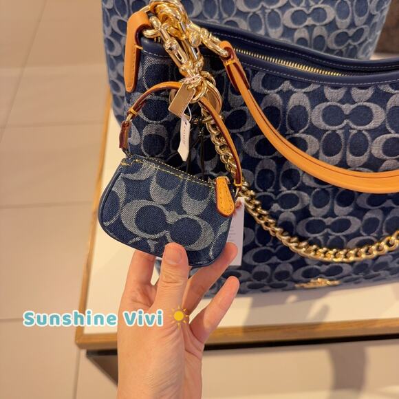 NWT Limited Coach CZ085 Mini Nolita Bag Charm In Signature Denim - Picture 4 of 9